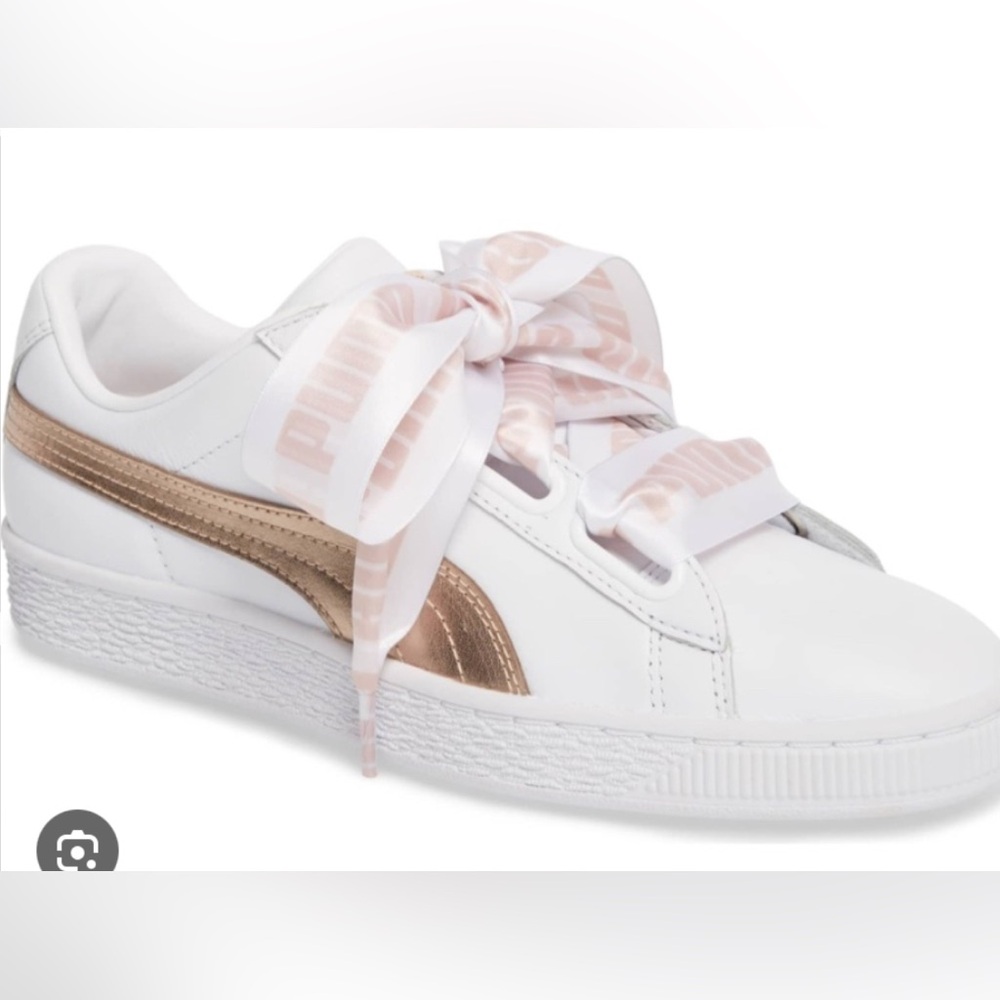 Puma leather basket heart rose gold sneak metallic